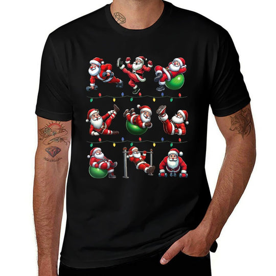 Santa Fitness Collection Gym Workout Weightlifting Christmas  Polyester Blend T-Shirt
