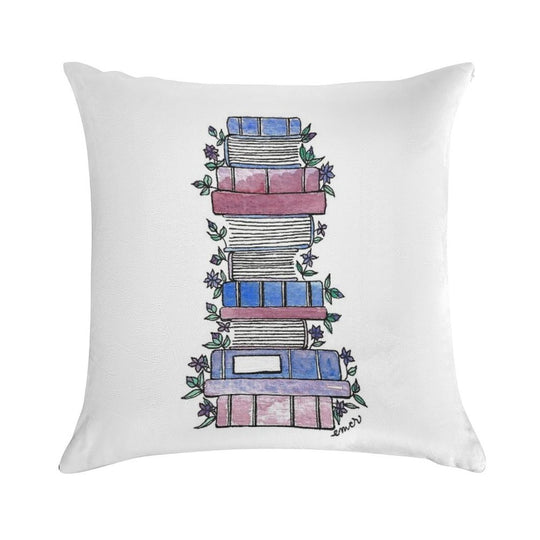 Flowery Books Soft Home Decor Throw Pillow