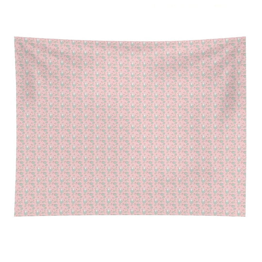 Cute Bunny Teacup Seamless Pattern Pretty Pink Tapestry