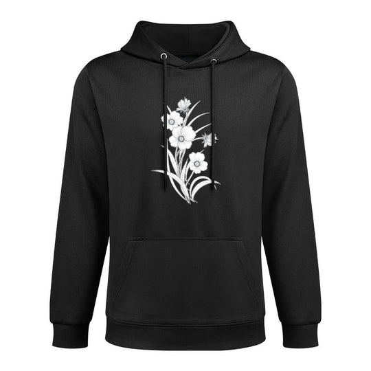 Black And White Flowers Botanical Bouquet Design Adjustable Hood Hoodie