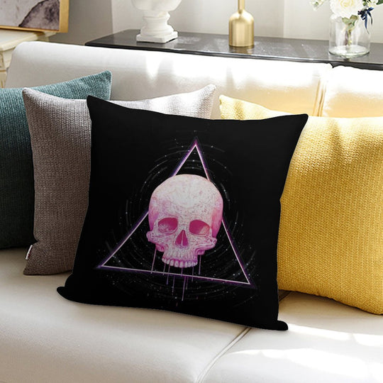 Skull in Triangle on Black Soft Hidden Zipper Throw Pillow