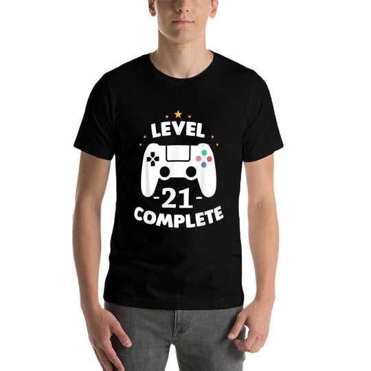 Level 21 Complete Gamer Twenty First Birthday Party  Summer-ready Fabric T-Shirt