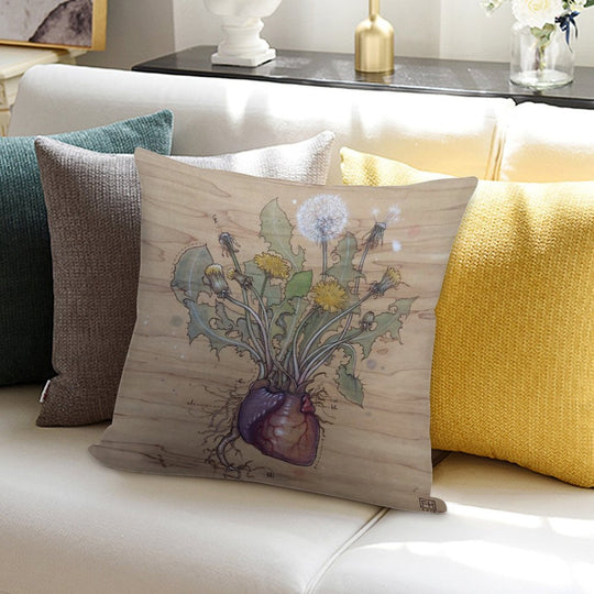Dandelion Heart Soft Warmth Comfort Throw Pillow