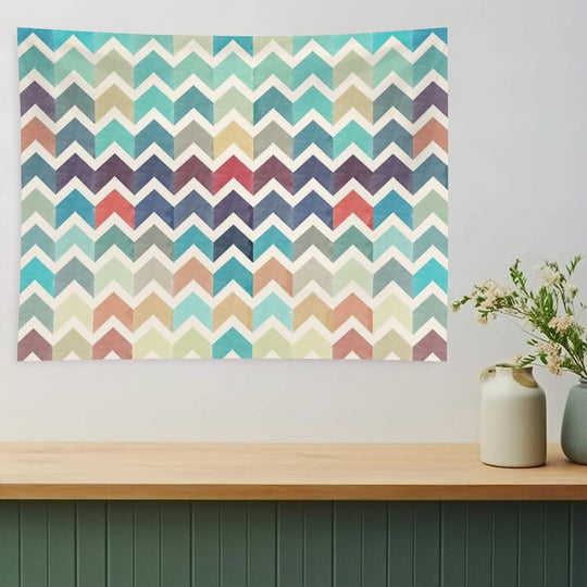 Watercolor Chevron Pattern Tapestry