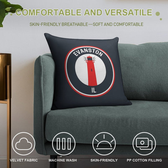 Vintage Evanston Illinois Soft High-Density Material Throw Pillow