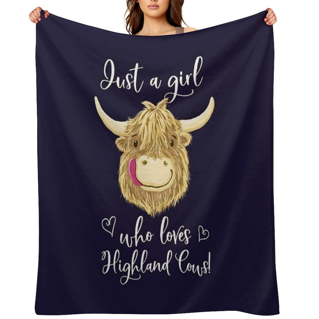 Just A Girl Who Loves Scottish Highland Cows Multi-functional Throw Blanket