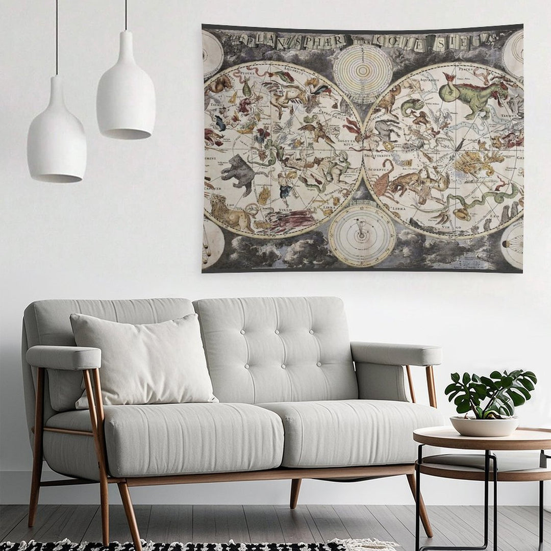 Vintage Celestial Star Map Tapestry