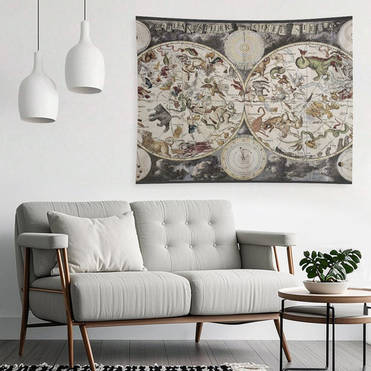 Vintage Celestial Star Map Tapestry