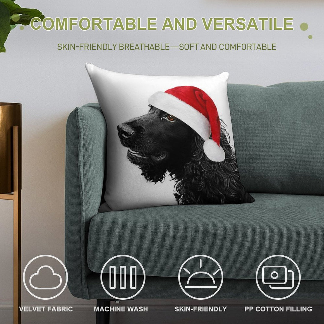 Merry Christmas Cocker Soft Anti-Pilling Throw Pillow
