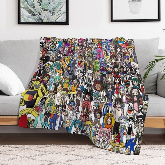 Fandoms Unite 241 Character Collage Travel-friendly Throw Blanket
