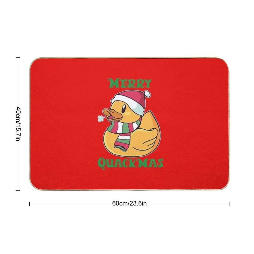 Merry Quackmas Christmas Rubber Duck Ducky  Slip-Resistant Bath Mat