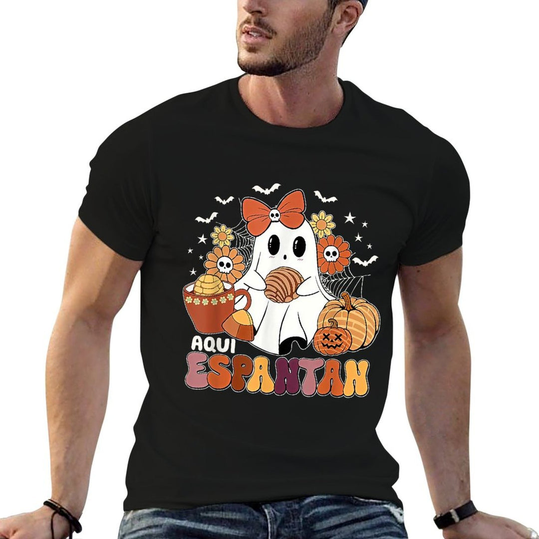 Aqui Espantan Dia De Muertos Spanish Mexican Halloween Funny  Slim-fit Cut T-Shirt