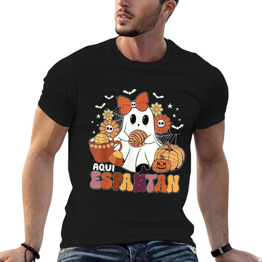 Aqui Espantan Dia De Muertos Spanish Mexican Halloween Funny  Slim-fit Cut T-Shirt