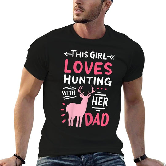 Hunting Girl With Her Dad Fathers Day  Rolled Sleeves T-Shirt