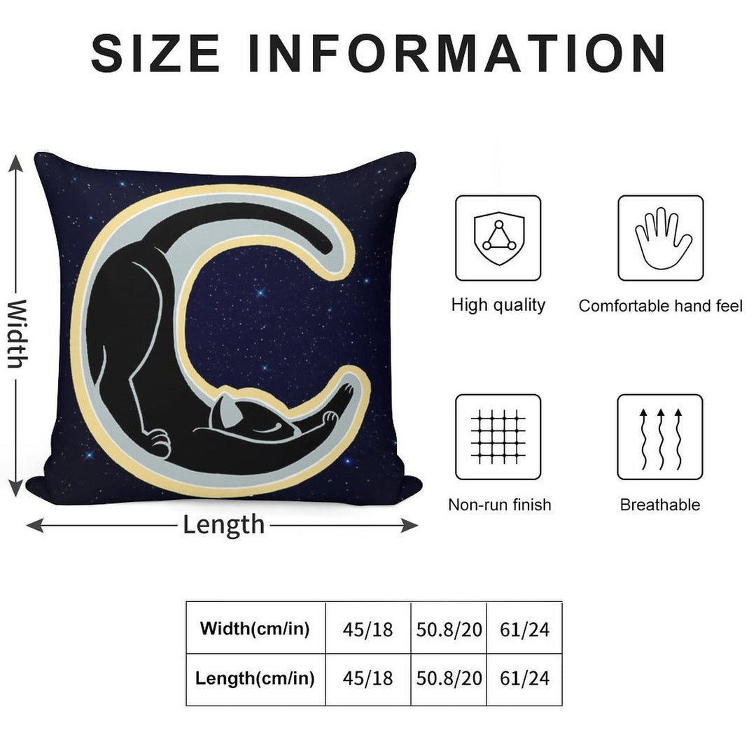 Celestial Stretching Moon Cat Soft Bedroom Essential Throw Pillow