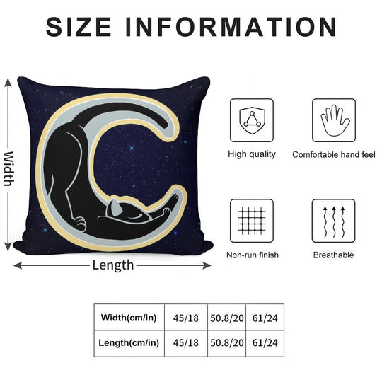 Celestial Stretching Moon Cat Soft Bedroom Essential Throw Pillow