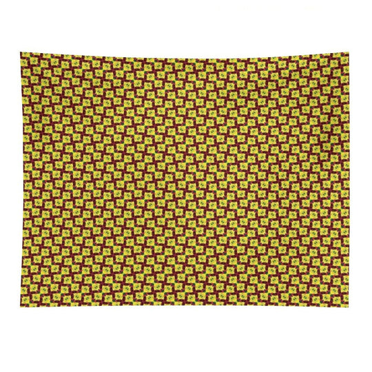 Gold And Green Angled Diamond Bowties on Red Tapestry
