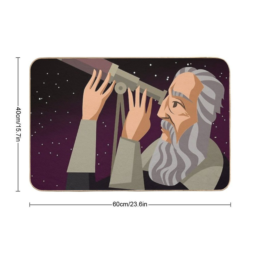 Galileus Watching The Sky  Stain-Proof Bath Mat