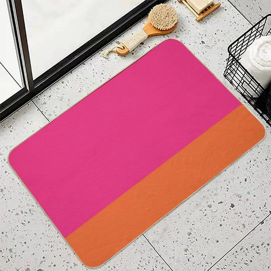 Hot Neon Pink And Orange Pop Minimalist Solid Color Block  Multi-Purpose Bath Mat
