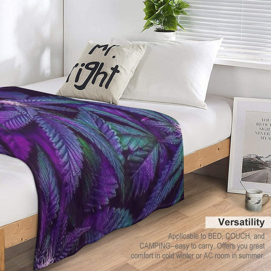 Psychedelic Purple Cannabis Marijuana Weed Pot Leaves Shrink-resistant Throw Blanket
