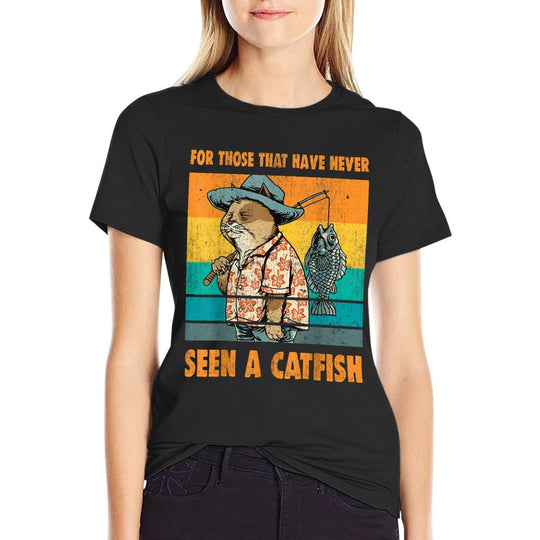For Those That Have Never Seen A Catfish Funny Cat  Fishing  Summer-ready Fabric T-Shirt