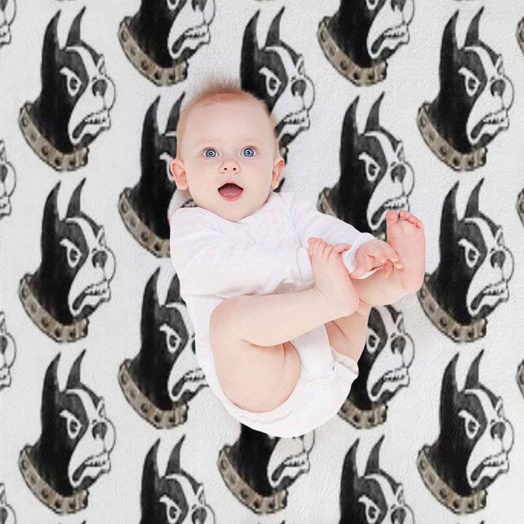 Watercolor Black And Gold Wofford College Terrier Plush Throw Blanket