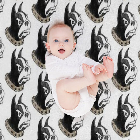 Watercolor Black And Gold Wofford College Terrier Plush Throw Blanket