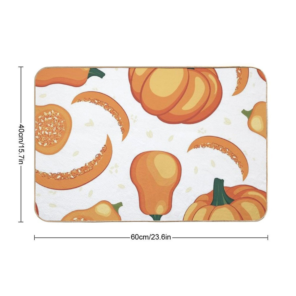 Fall Harvest Seamless Pattern with Pumpkins, Pumpkin Slices And Pumpkin Seeds  Toxin-Free Bath Mat