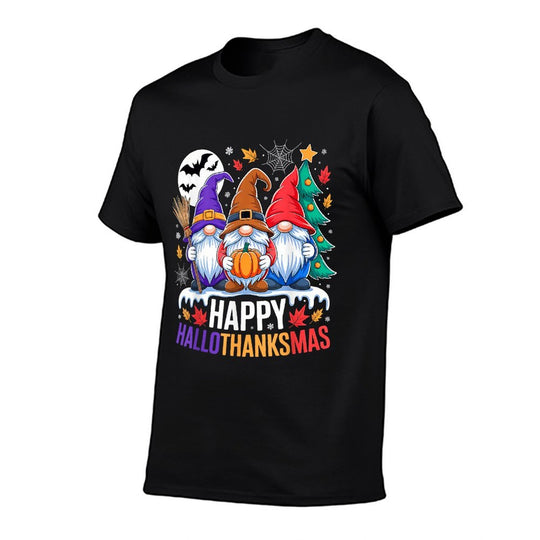 Happy Hallothanksmas Gnomes Lover Halloween Merry Christmas  Relaxed-fit T-Shirt