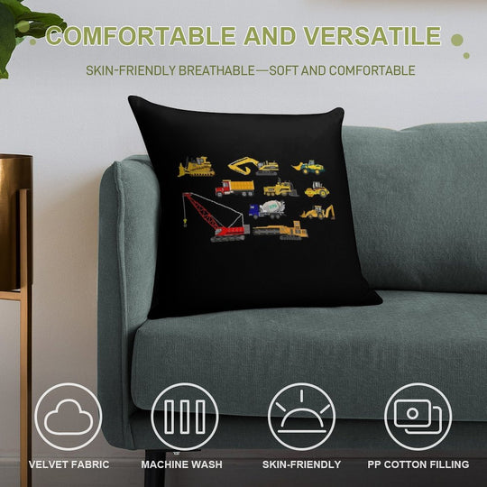 Construction Vehicles - The Kids' Picture Show Soft Home Decor Throw Pillow