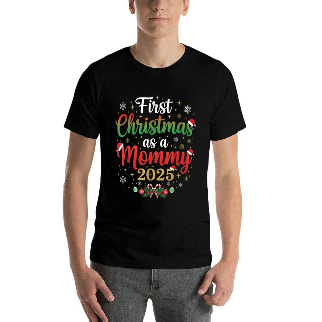 First Christmas As A Mommy 2025  Heathered Texture T-Shirt