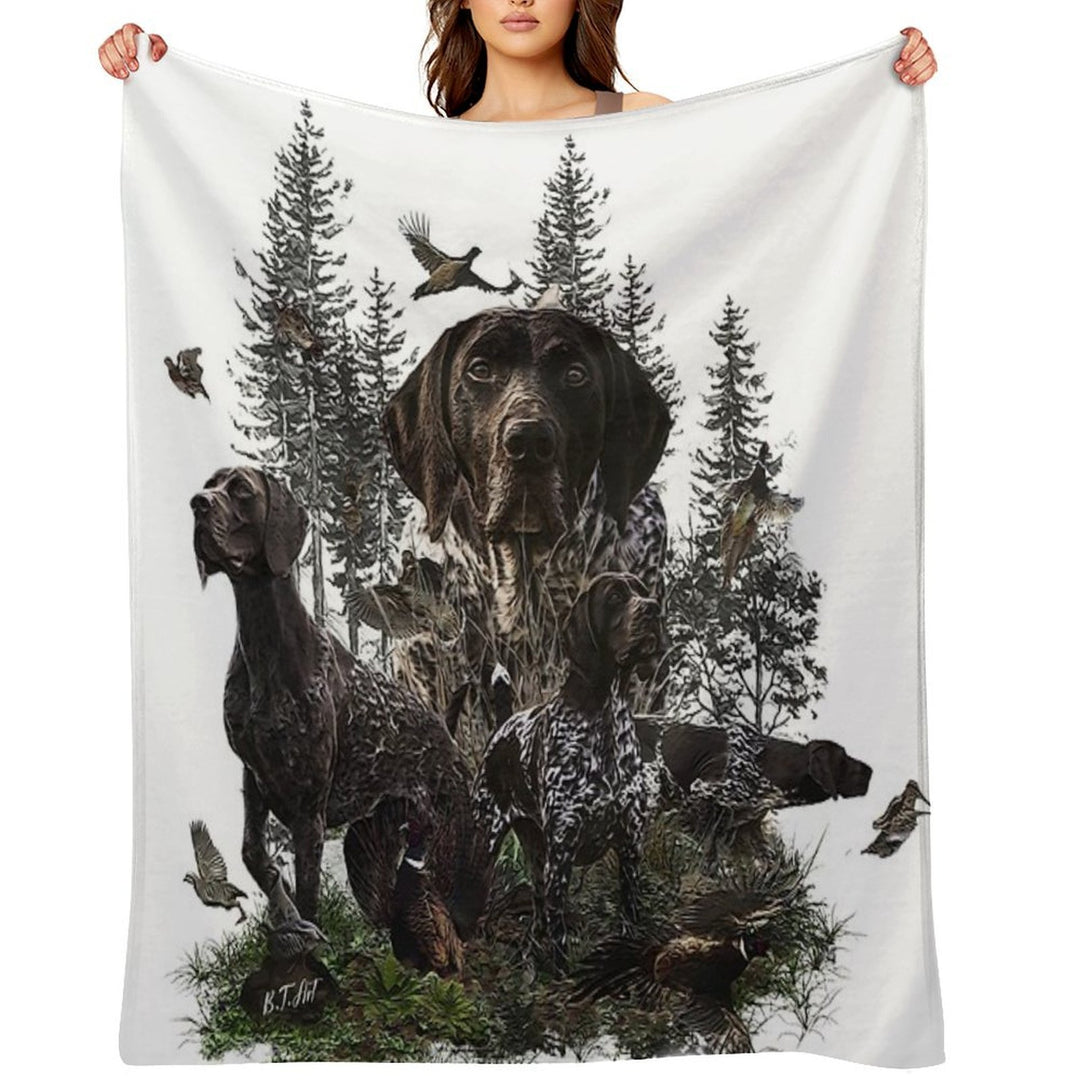 German Shorthaired Pointer, Bird Hunting Season Easy Care Throw Blanket