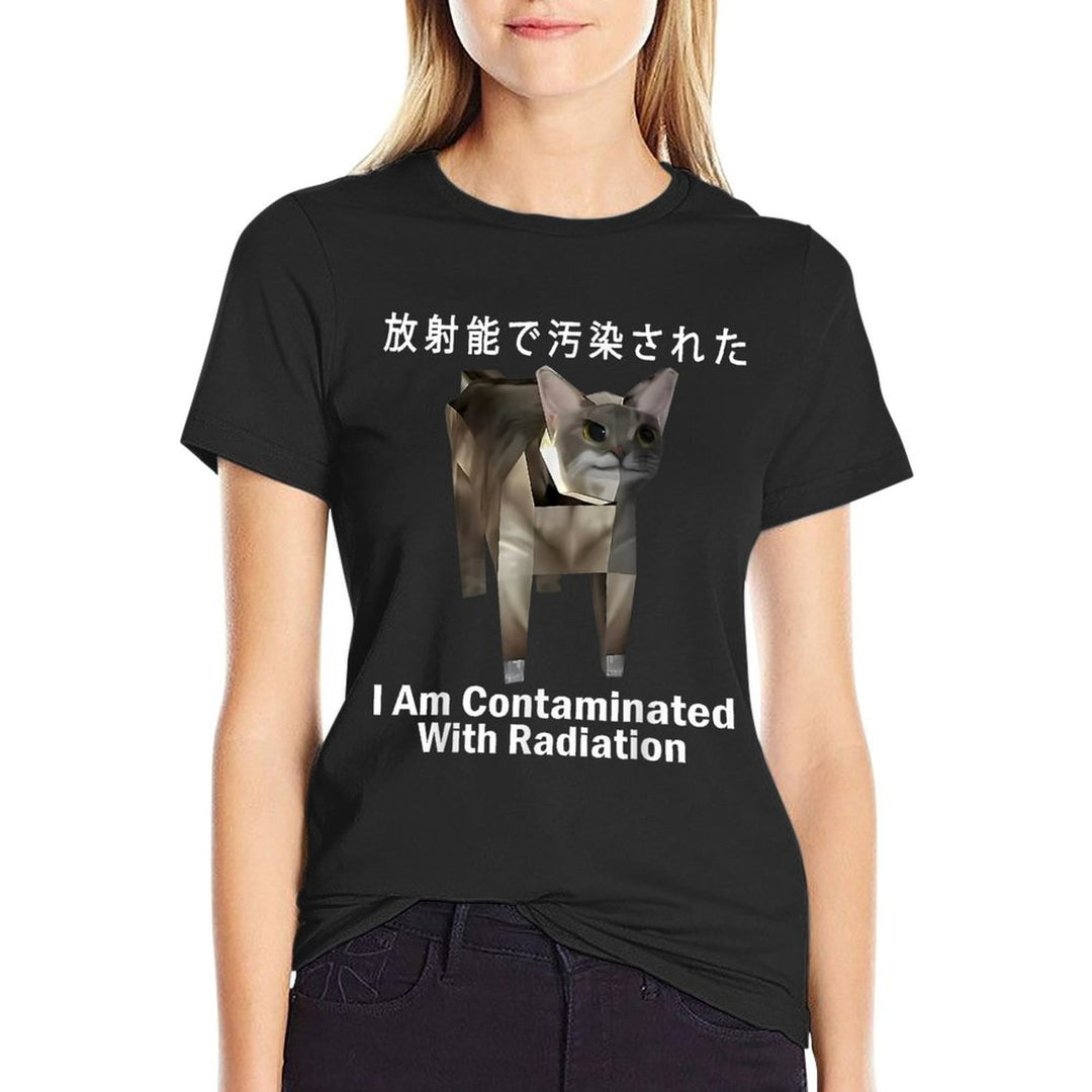 I Am Contaminated With Radiation Japanese Cat Meme for Men Women  Durable T-Shirt
