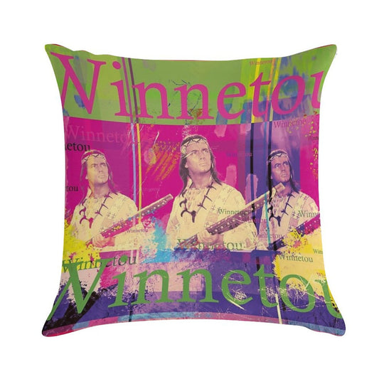 Winnetou Portrait, Famous Karl May Character, Indian Chief of The Apaches Soft Hidden Zipper Throw Pillow