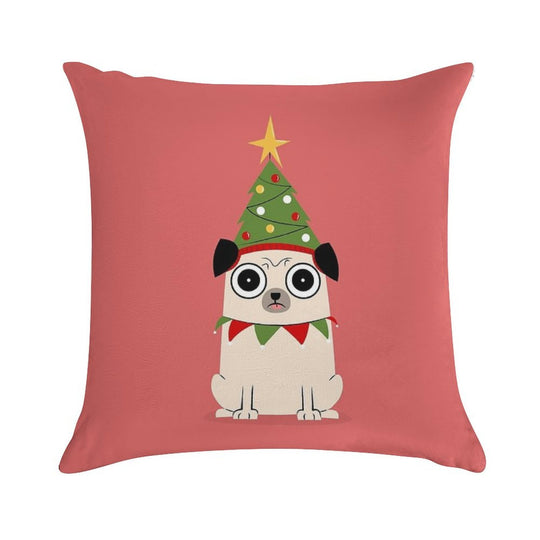 It's Christmas for Pug's Sake Soft High-Density Material Throw Pillow