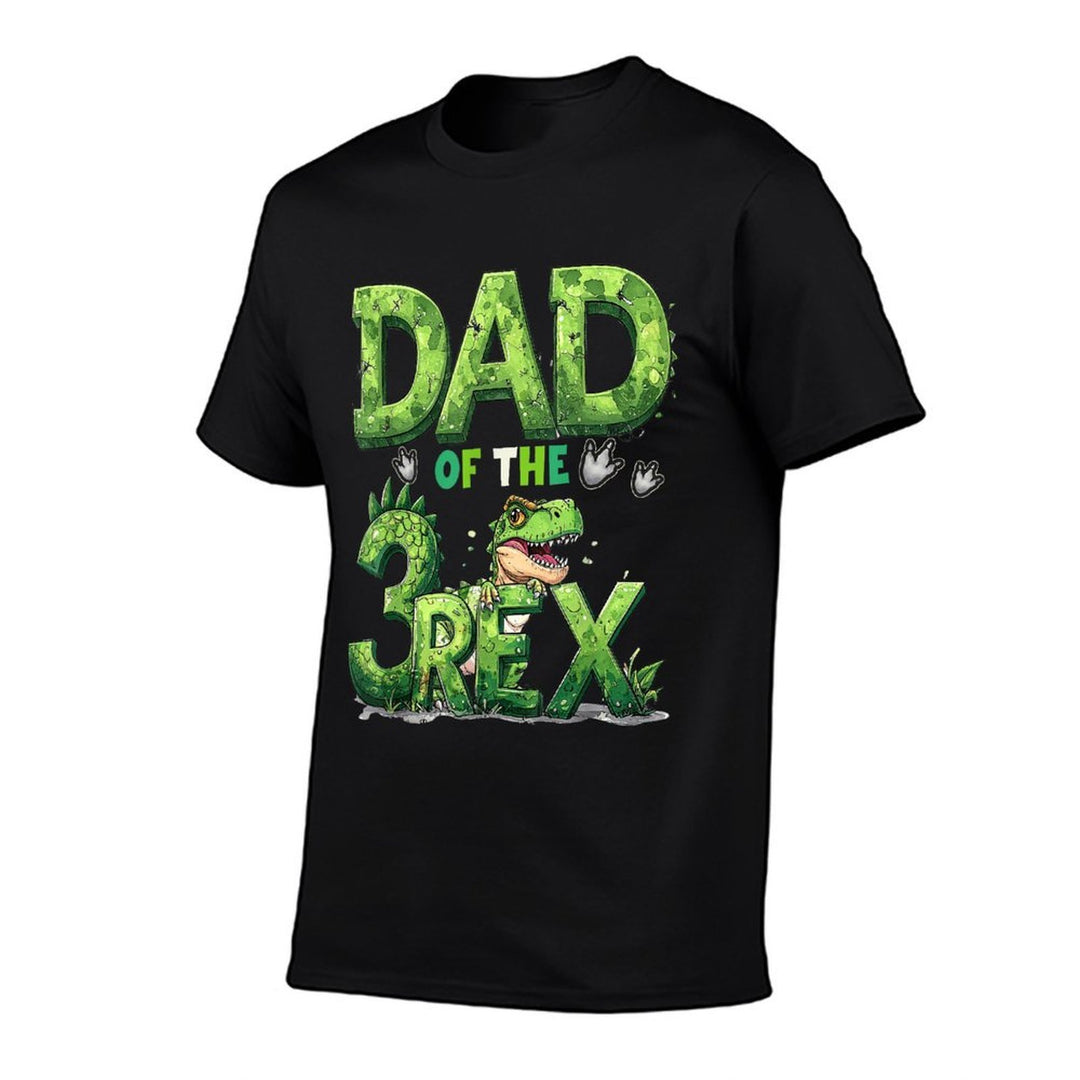 Dad of The Three Rex Birthday Boy Dinosaur Family Matching  Summer-ready Fabric T-Shirt