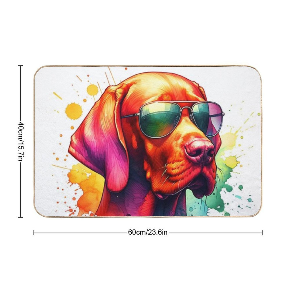Watercolor Viszla Wearing Sunglasses  Multi-Purpose Bath Mat