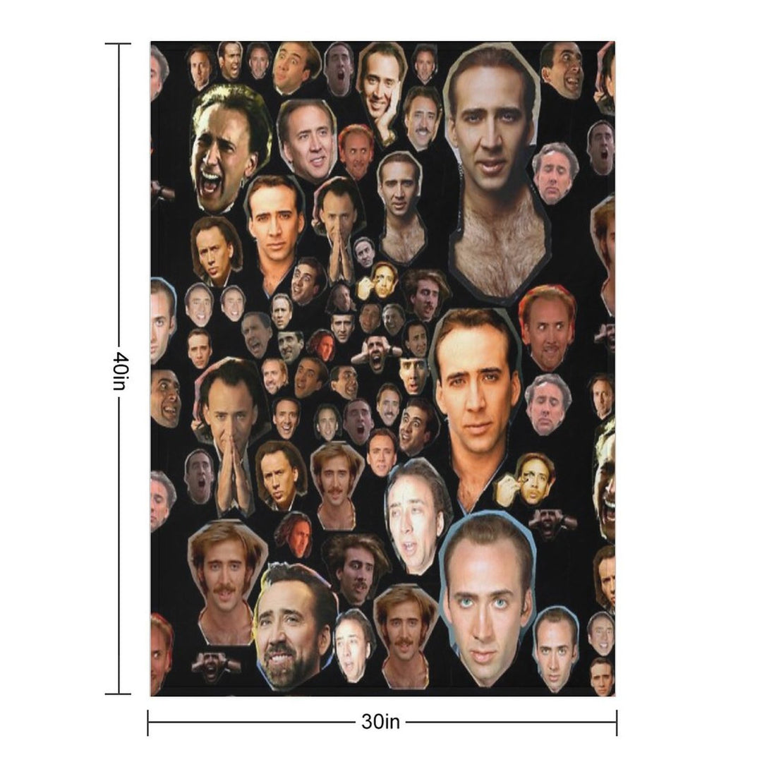Nicholas Cage Faces Pattern - Nicolas Cage - Nick Cage - Nic Cage Faces Pattern Plush Throw Blanket