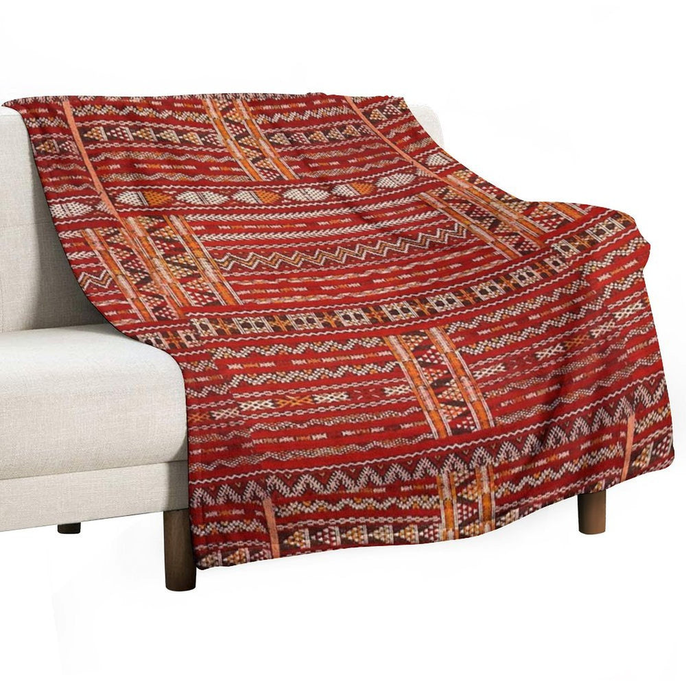 Red Vintage Moroccan Pattern Premium Throw Blanket