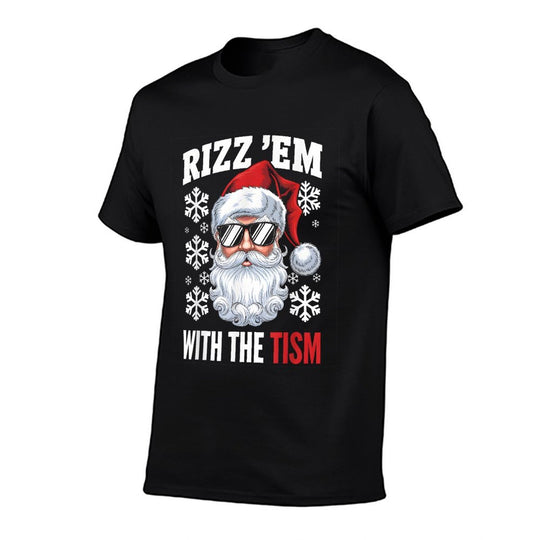 Funny Autism Rizz Em With The Tism Santa Christmas Autism  Heathered Texture T-Shirt