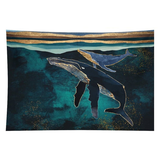 Moonlit Whales Tapestry