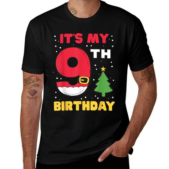 Its My 9th Birthday Christmas 9 Years Old Santa Boys Girls  Graphic-printed T-Shirt