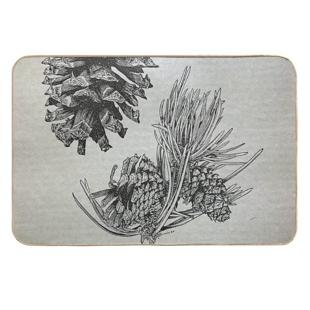 Long Pole Pine Vintage Plate  Repositionable Bath Mat