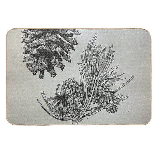 Long Pole Pine Vintage Plate  Repositionable Bath Mat