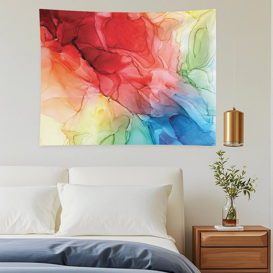 Rainbow Good Vibes Abstract Painting Tapestry