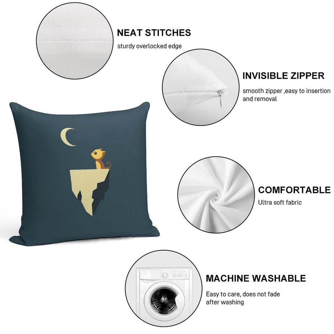The Moon And The Meow Soft Reinforced Edging Throw Pillow