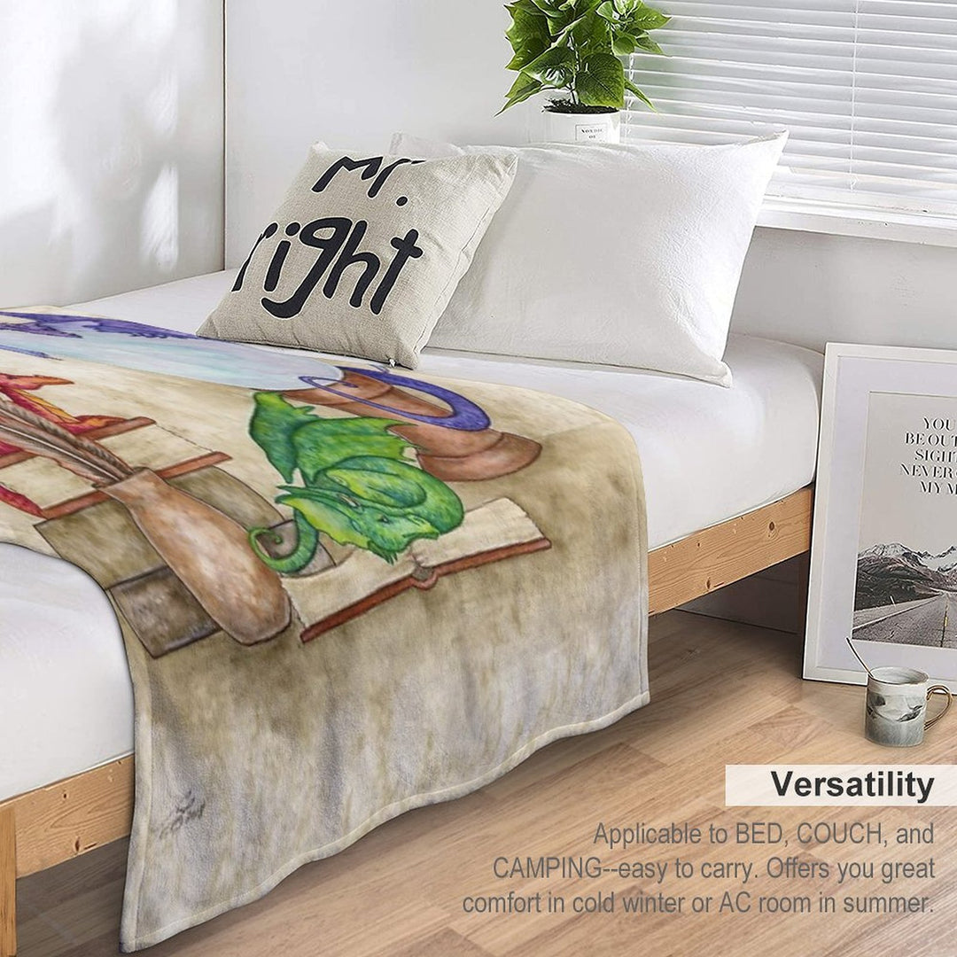 Dragons In The Library Machine-washable Throw Blanket