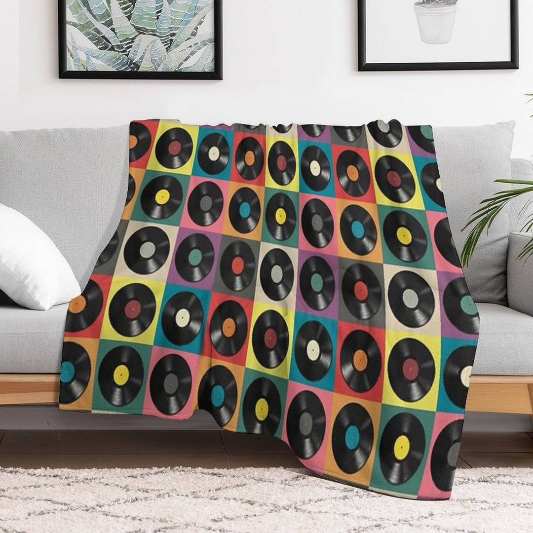 Discjockey Pattern  DJ Music Vinyl Turntables Velvety-soft Throw Blanket