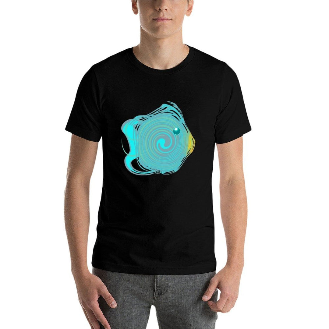 Tropical Fish - Abstract Marine Design in Turquoise And Yellow  Polyester Blend T-Shirt