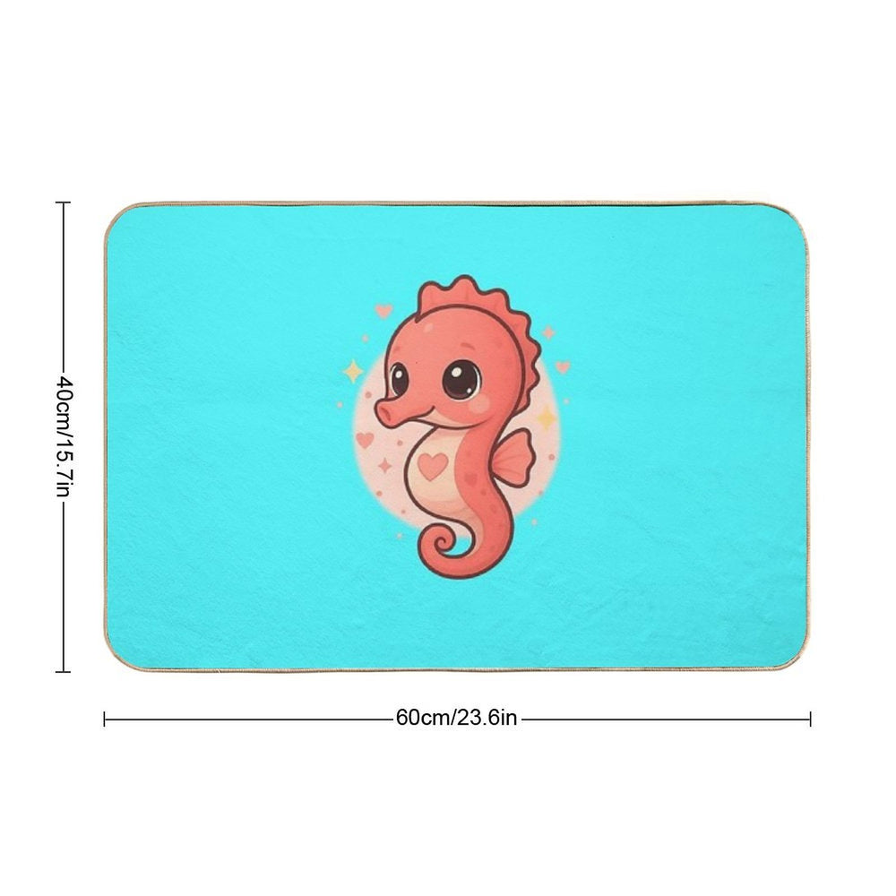 Kawaii Baby Seahorse – Chibi Mascot  Stain-Proof Bath Mat
